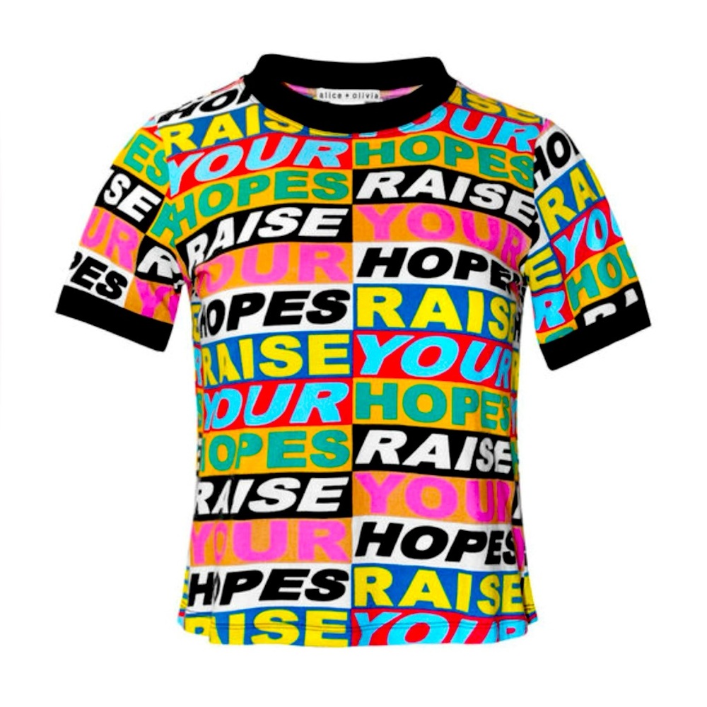 ALICE + OLIVIA Rylyn Slim Ringer Tee In Hope Street |
